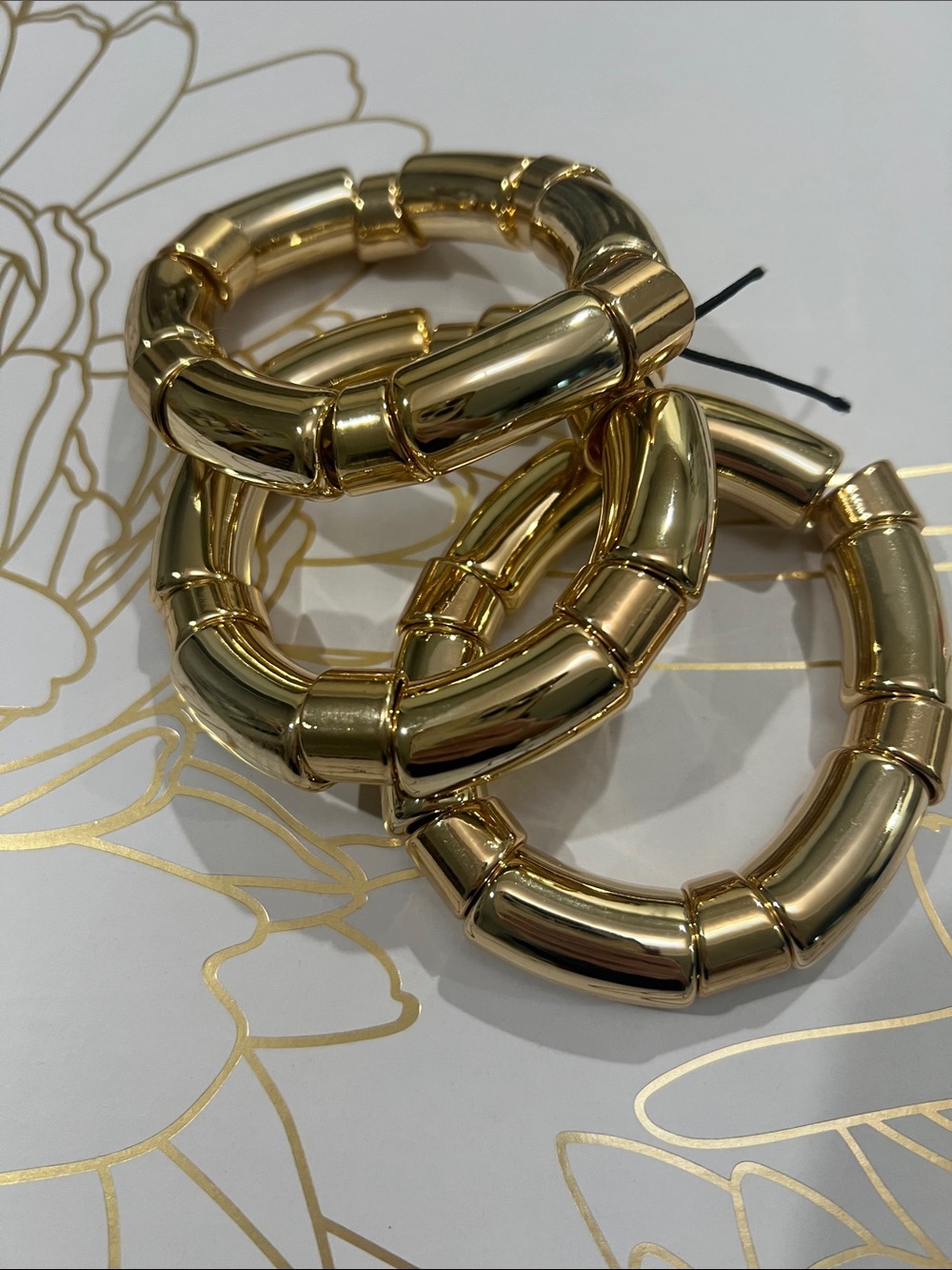 Piper K | Stretch Bracelet Trio Set 3 Gold Chunky